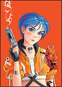 istock Cyberpunk anime illustration 1370884824