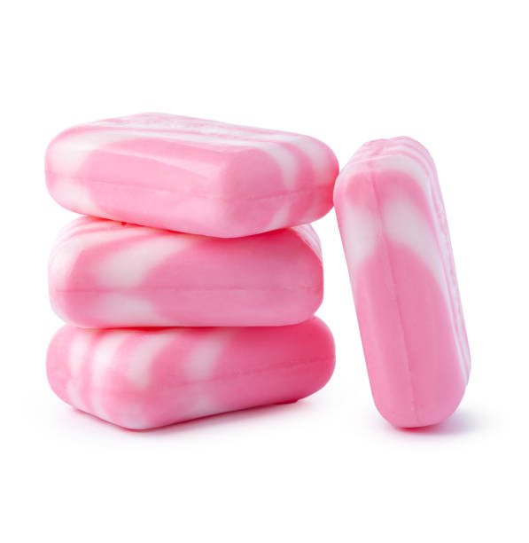 istock Pieces of pink soap isolated on white background 1370884837