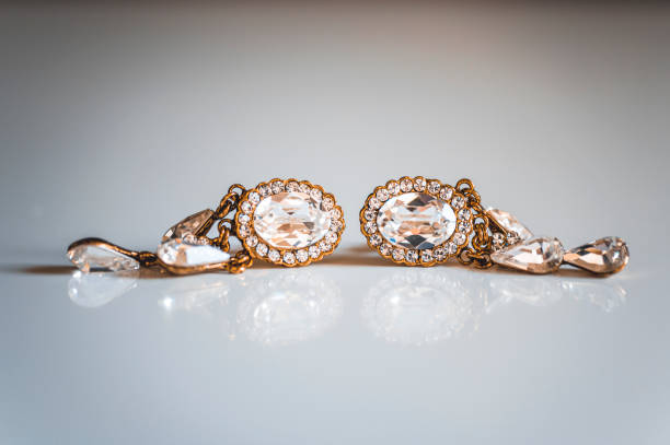 istock Close up Elegant earring jewelry set in white background 1370887670