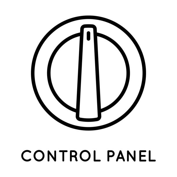 Power switch icon for control panel. Vector icon for displaying mode, power, programs. Made in simple style isolated on white background. The original size is 64x64 pixels. Power switch icon for control panel. Vector icon for displaying mode, power, programs. Made in simple style isolated on white background. The original size is 64x64 pixels oven dials stock illustrations