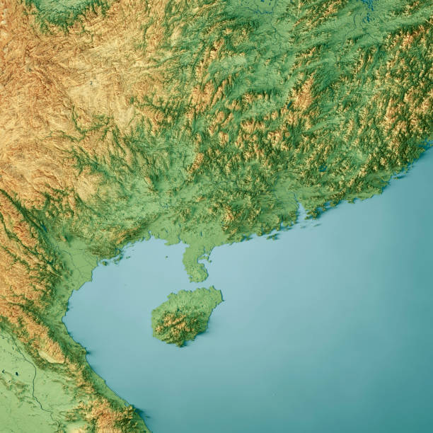 istock South China Region 3D Render Topographic Map Color 1370894323