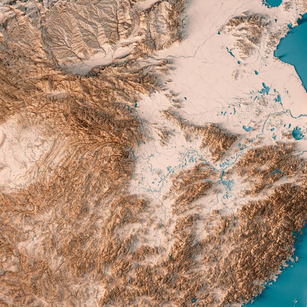 istock Central China Region 3D Render Topographic Map Neutral 1370894518