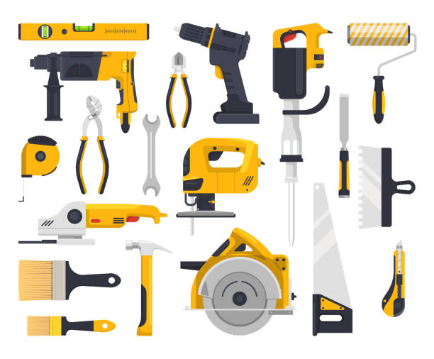 Work Tools Set Construction Carpentry Woodwork Vector Stock Illustration -  Download Image Now - iStock