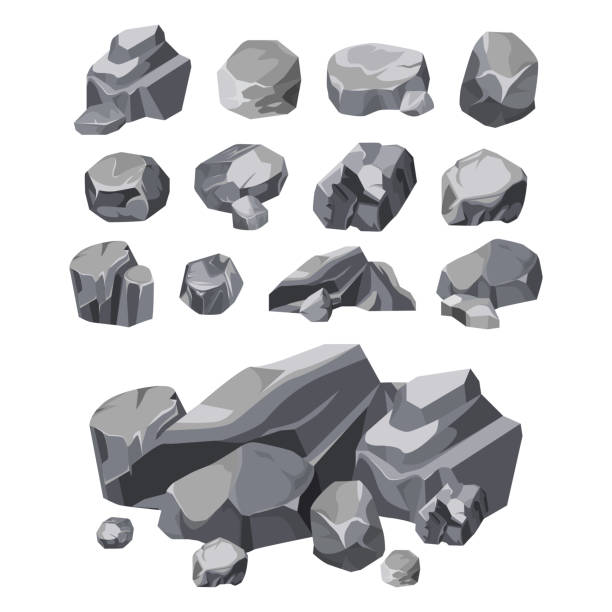 ilustrações de stock, clip art, desenhos animados e ícones de rock stones, boulder piles, broken rubble blocks - granite block backgrounds gray