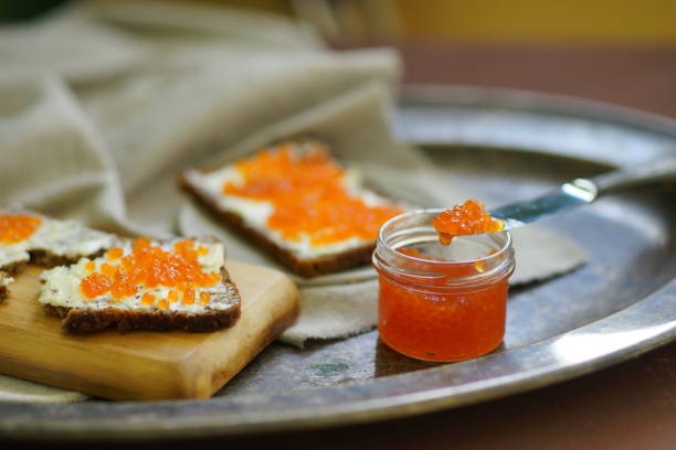 istock Red caviar. Food. Breakfast time 1370899107