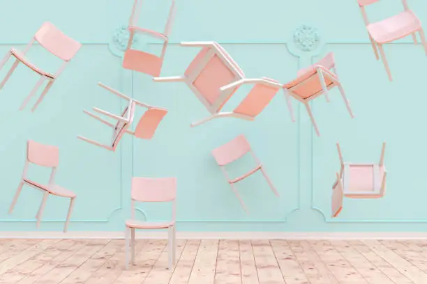 Photo of Flying chairs in a room rendering