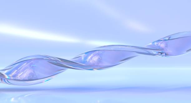 istock Glass or crystal rainbow wave with dispersion effect, 3d render illustration. Flowing water stream spiral shape design element, clear liquid flow with holographic gradient isolated on blue background 1370900842