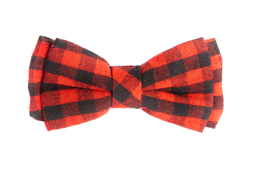A plaid bow tie isolated on a white background.