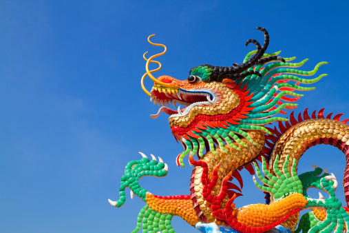 Chinese Golden Dragon in Chinese temples.