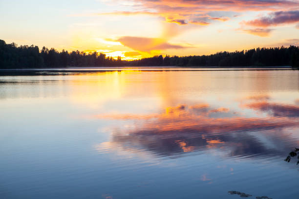 istock Beautiful sunset on the lake 1370902676