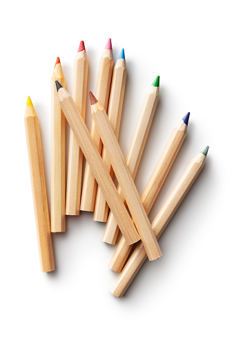 Office Supplies: Wooden Pencils Isolated on White Background