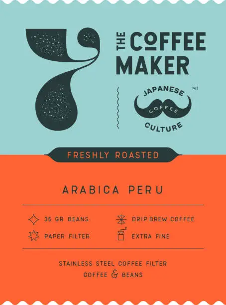 Vector illustration of Coffee, tag label