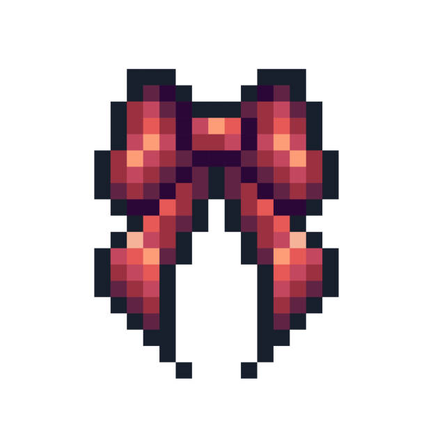 Ribbon Pixel Art Icon Present Bow Logo 8bit Sprite Decorative Knot