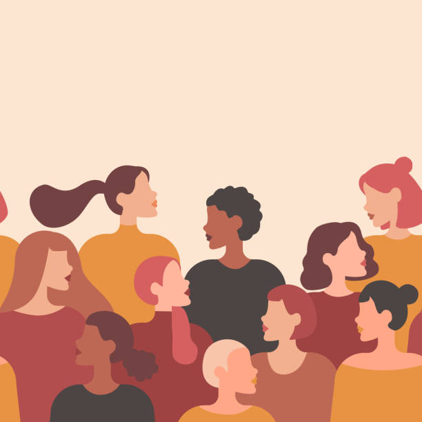 wektorowa kartka z życzeniami z kobietami różnych narodowości i kultur. szablon tła na międzynarodowy dzień kobiet. - national womens day stock illustrations