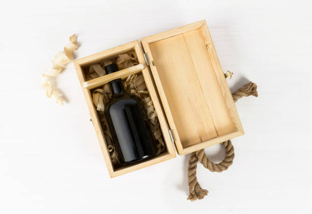 istock black olive oil bottle in wooden case 1370909588