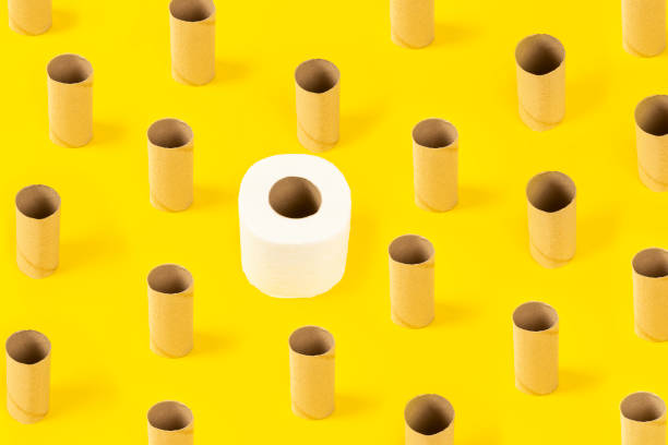 istock toilet papers on yellow background 1370909632