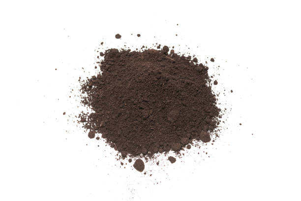 istock Black land for plant isolated on white background. 1370912618