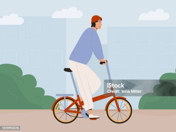 Người Đàn Ông Sành Điệu Đi Xe Đạp Gấp Đường Phố Trong Thành Phố Vector Minh Họa Phẳng Thời Thượng Nhìn Nam Giới Trong Mũ Cưỡi Đô Thị Thân Thiện Với Môi Trường Gấp Lên Xe Đạp Màu Đỏ Chàng Tr Hình minh họa Sẵn có - Tải xuống Hình ảnh Ngay bây giờ
