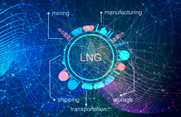 istock Natural gas industry icons located around the circle. 1370913422