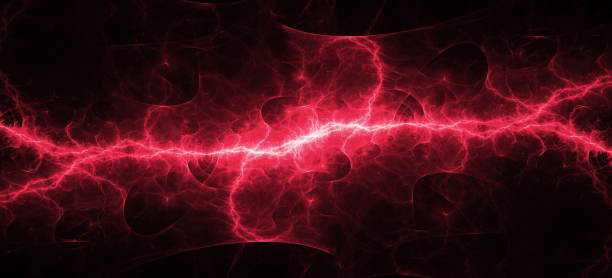 istock Hot dark red plasma lightning, abstract energy and electrical background 1370914511