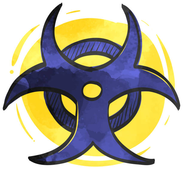 aquarell-stilikone biohazard - toxic waste biochemical warfare biohazard symbol dirty stock-grafiken, -clipart, -cartoons und -symbole
