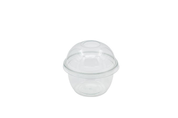 istock Plastic, transparent ice cream bowl on a white background 1370917471