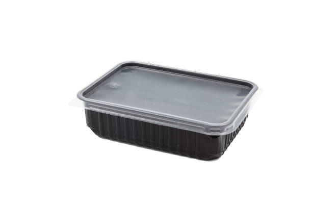 istock Black plastic box with transparent lid on a white background 1370918392