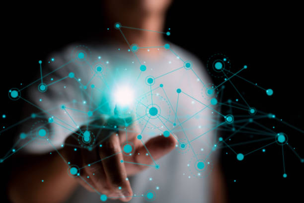 istock A cloud of connection data in hand. The idea of using business intelligence. 1370919675
