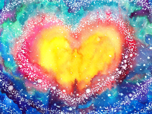 ilustraciones, imágenes clip art, dibujos animados e iconos de stock de abstracto colorido corazón amor mente mental espiritual alma gemela inspiradora universo emociones energía sanación arte acuarela pintura ilustración diseño color espíritu lgbtq amor símbolo lgbt orgullo lgbtq+ - corazones para pintar