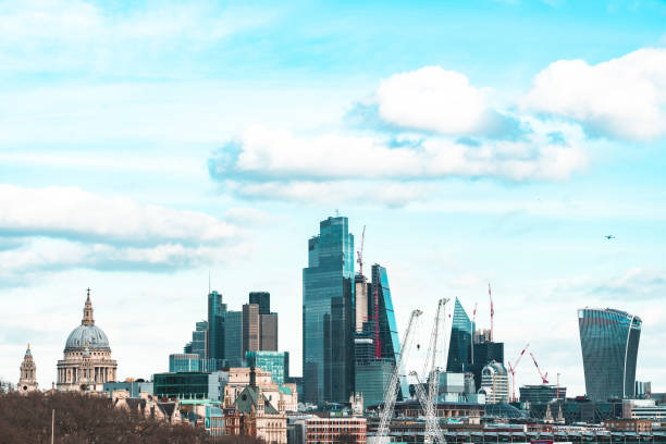 istock Skyscrapers and construction site in London 1370921386