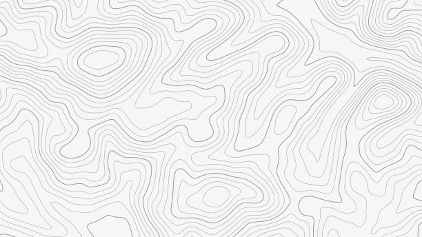 ilustrações de stock, clip art, desenhos animados e ícones de stylized topographic elevation map - lined pattern illustrations