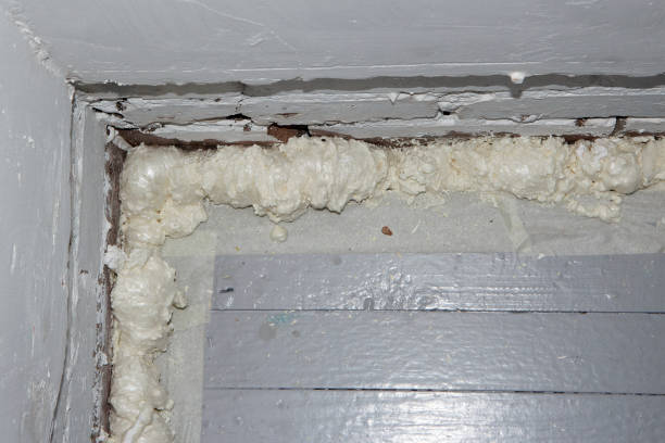 istock Expanding foam at the base of a wall - Polyurethane Foam. 1370923641
