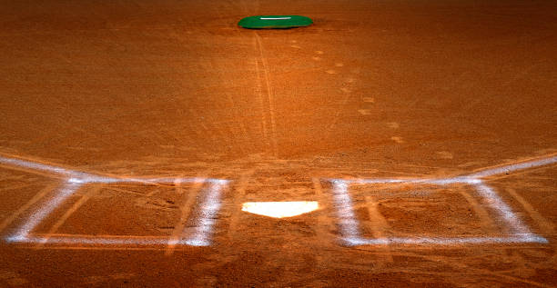 istock Baseball Homeplate Batter Box Chalk Line Brown Clay Dirt 1370926639