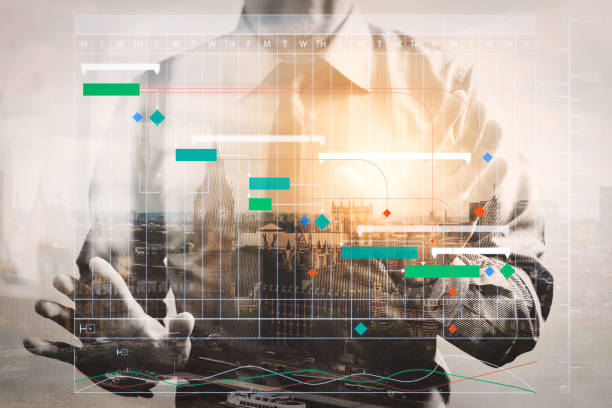 istock Double exposure of success businessman using digital tablet with London building,filter effect 1370928799