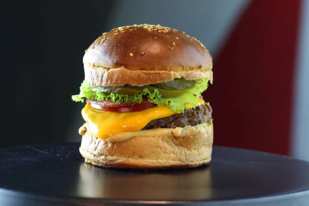 istock burger, hamburger, cheeseburger, two-meat burger, burger bun, american burger, cheddar burger 1370931072