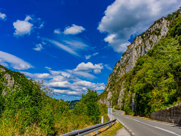 View at Danube roadway at Djerdap in Serbia