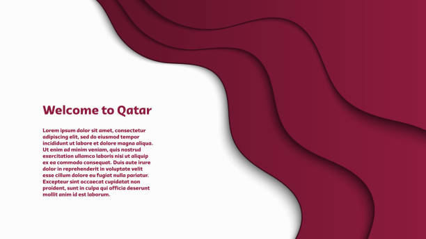 stockillustraties, clipart, cartoons en iconen met welcome to qatar abstract paper cut background - qatar football