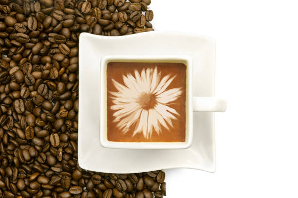 hot cappuccino coffee in white cup