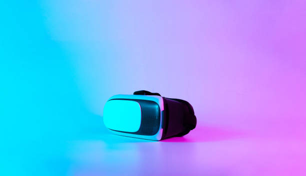 istock VR glasses virtual reality. 3d digital headset on futuristic neon tech background. Future Modern technology concept. VR gaming. 1370939714