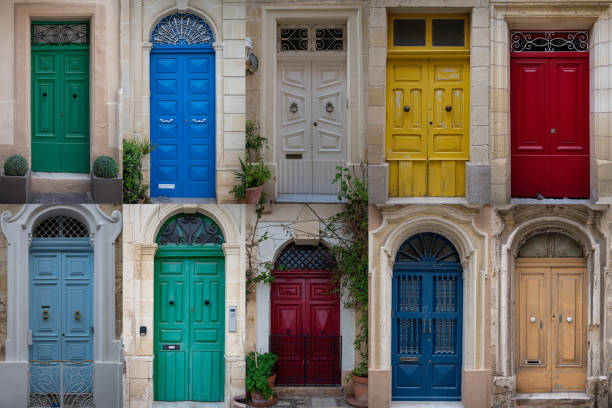 istock Collage of colorful front doors in Malta 1370941232
