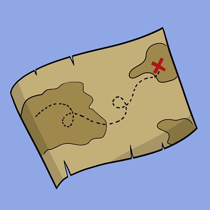 Treasure hunting map, vector illustration , design element