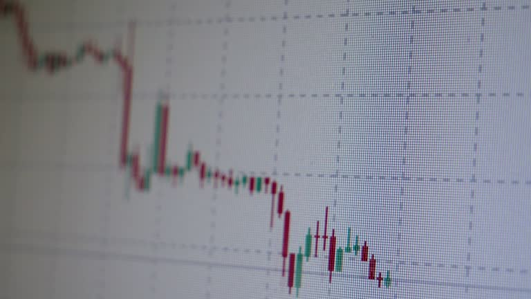 The collapse of stock markets in an accelerated form with the help of timelapse, selective focus