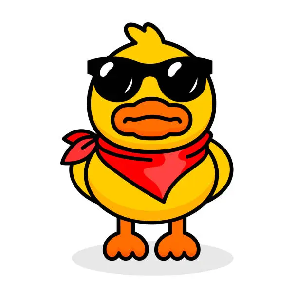 Vector illustration of Cool yellow duck with sunglasses