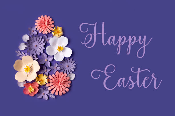 istock Easter greeting card with floral background 1370949699