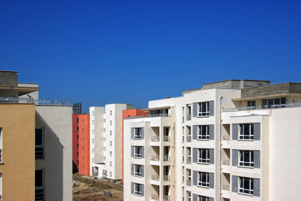 istock Construction site with incomplete residential buildings 1370952252