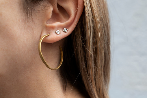 Woman wearing earrings