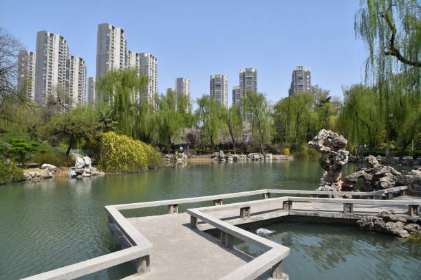 Xi Yuan Park in Luoyang, a traditional Chinese park and garden stock photo