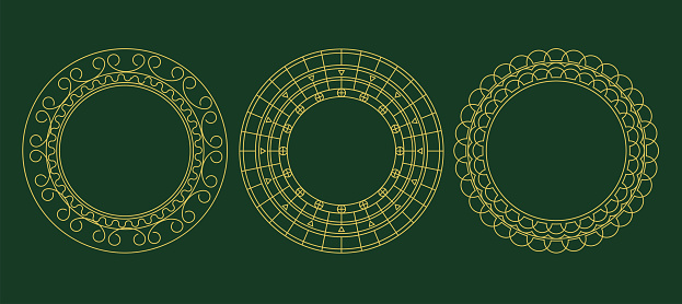 Set Of Decorative Round Vector Frames For Design With Abstract Floral ...