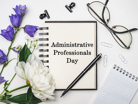 Happy Administrative Professionals Day. Greeting Card. Close-up
