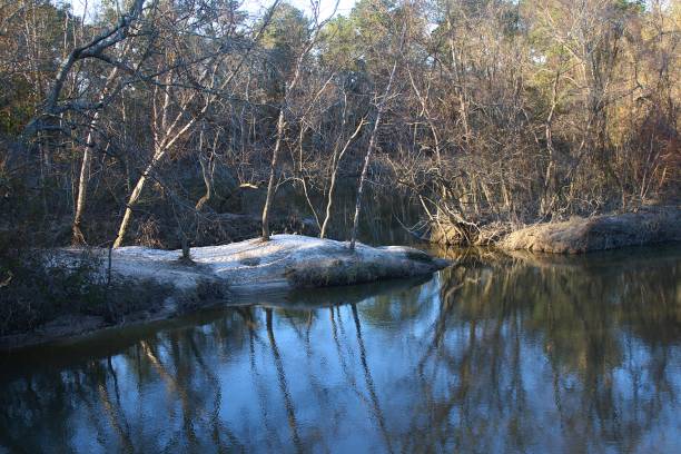 istock sandy banks with trees reflected in the calm river 1370957131